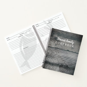 Family Recipes Cookbook Rustic Wood Pinecones Notebook