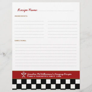Family Recipes Personalised Binder Insert