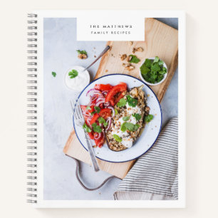 Family Recipes Photo Clean Simple Minimalist White Notebook