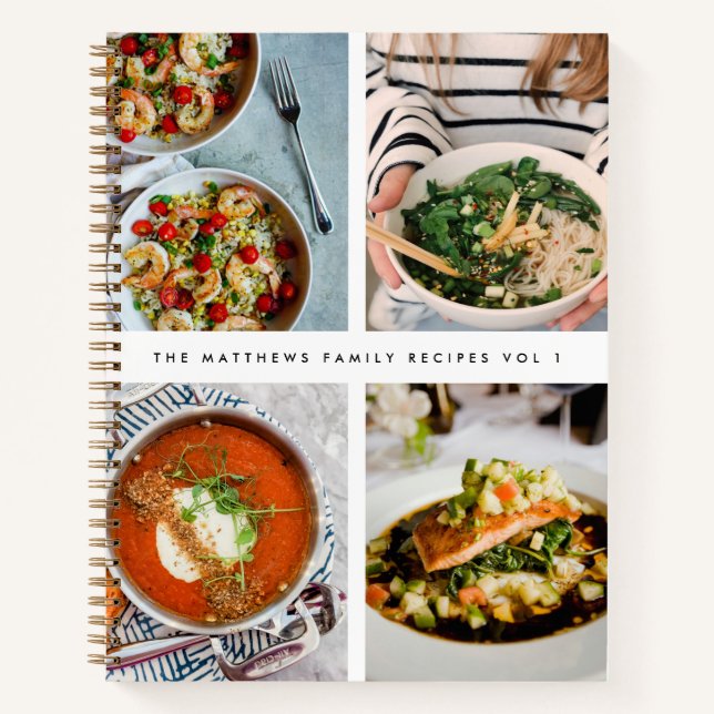 Family Recipes Photo Minimalist Clean Simple White Notebook (Front)