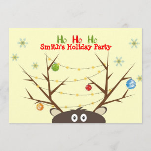 Family Reindeer Christmas Party Invitation