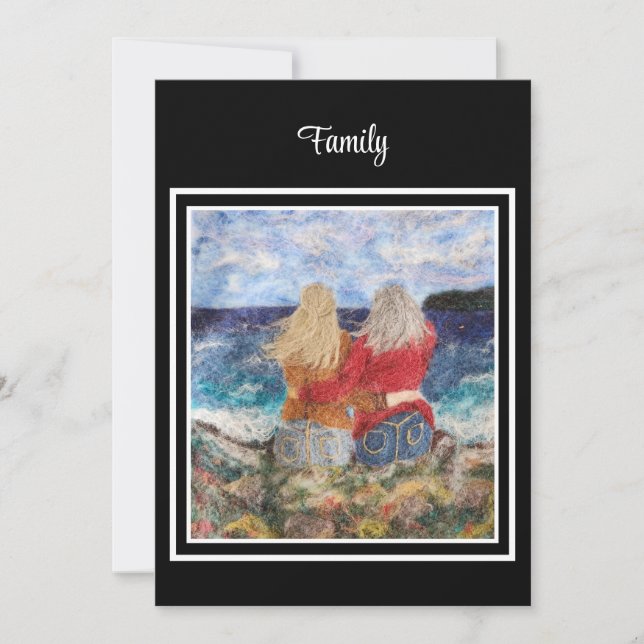 Family Relationship Ladies Ocean View Missing You Thank You Card (Front)