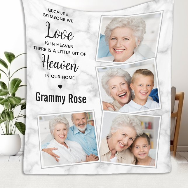 Family Remembrance Memorial Photo Collage Fleece Blanket (Creator Uploaded)