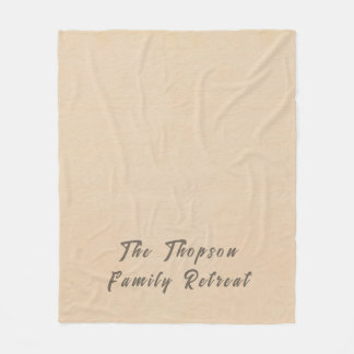 Family Retreat Rustic Script Tan Fleece Blanket