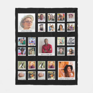 Family Retro Photo Collage Fleece Blanket
