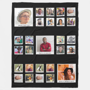 Family Retro Photo Collage Large Fleece Blanket