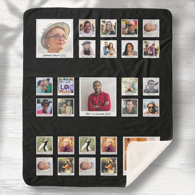 Family Retro Photo Collage Sherpa Blanket (Creator Uploaded)