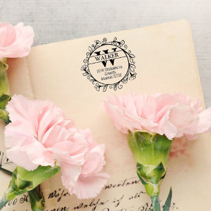 Family Return Address with Monogram, Rubber Stamp