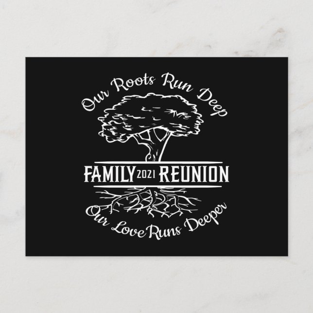 Family Reunion 2021 Family Tree Heart Roots Postcard (Front)