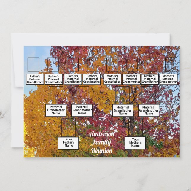 Family Reunion 3 Generation Autumn Colourful Tree  Invitation (Front)