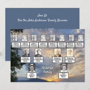 Family Reunion 3 Generation Golden Sunset Photo Invitation