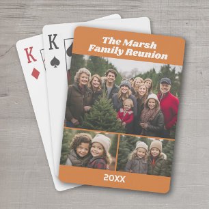 Family Reunion 3 Photo collage - terra cotta Playing Cards
