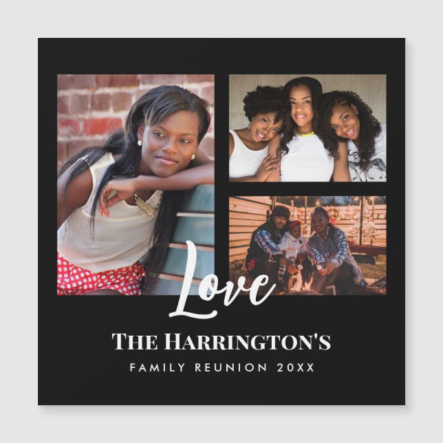 Family Reunion 3 Section Photo Collage Black Frame (Front)