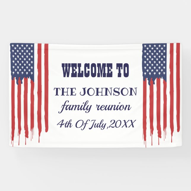 Family Reunion American Flag Banner (Horizontal)