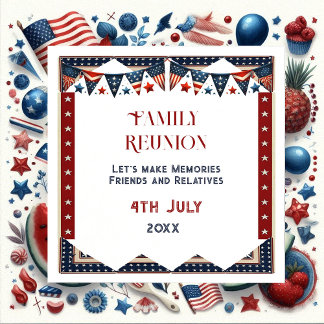 Family Reunion American Flag Bunting 4th July Crew Napkin