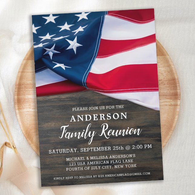 Family Reunion American Flag Patriotic Party  Invitation (Creator Uploaded)