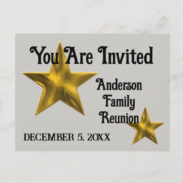 Family Reunion Announcement Gold Star Invitation (Front)