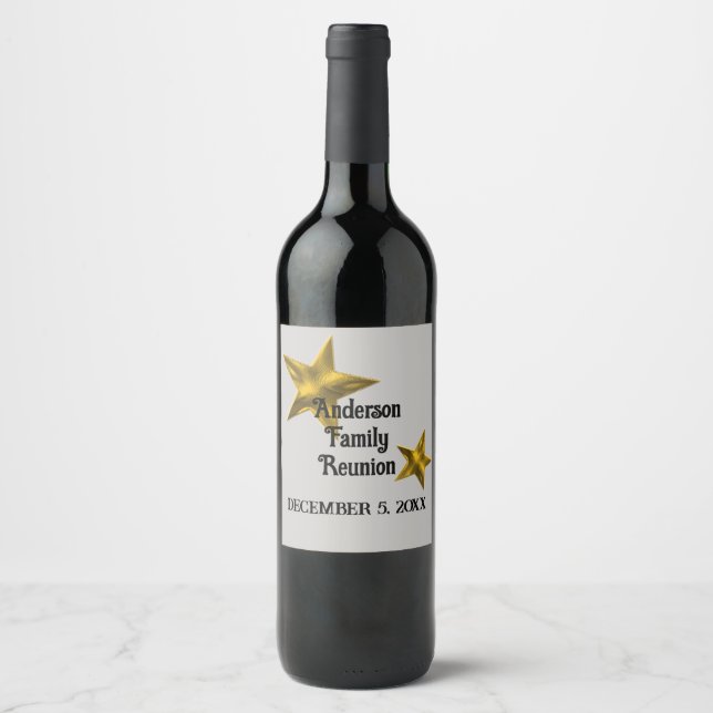 Family Reunion Announcement Gold Star Reserve Date Wine Label (Front)