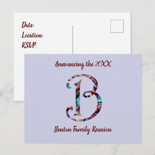 Family Reunion Announcement Letter B Invitation Postcard