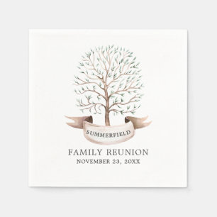Family Reunion Annual Get Together Watercolor Tree Napkin