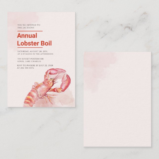 Family Reunion Annual Lobster Boil Budget Invite (Front/Back)