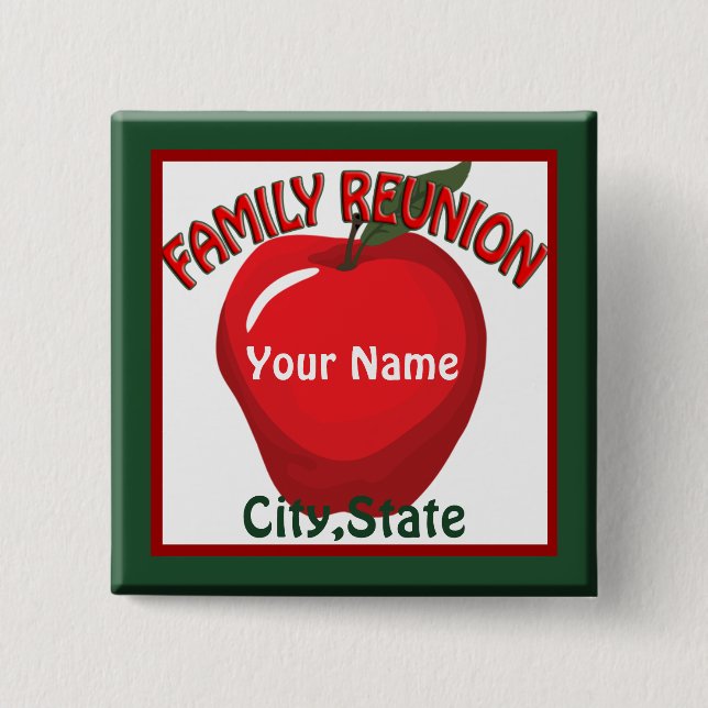 Family Reunion Apple Name Tag Button (Front)