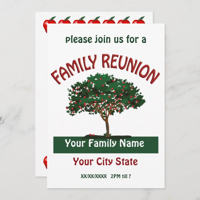 Family Reunion Apple Tree Invitation (Front/Back)