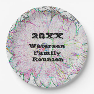 Family Reunion Artistic Flower Sketch Large Event Paper Plate