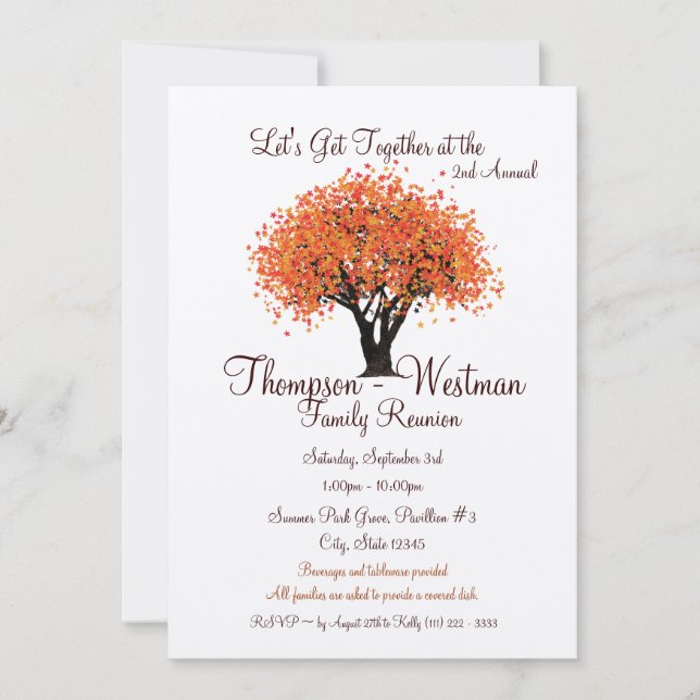 Family Reunion Autumn Tree Invitation (Front)