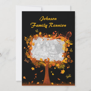 Family Reunion Autumn Tree Photo Frame Invitation