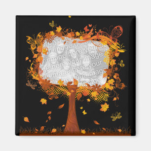 Family Reunion Autumn Tree Photo Frame Magnet