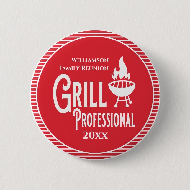 Family Reunion Award Barbecue Grill Professional 6 Cm Round Badge (Front)