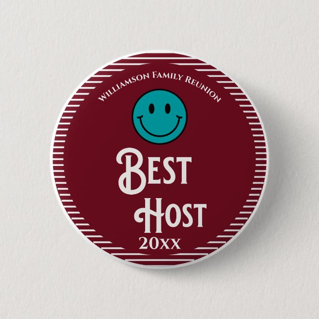Family Reunion Award Best Host 6 Cm Round Badge (Front)