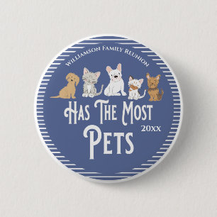 Family Reunion Award Has The Most Pets 6 Cm Round Badge