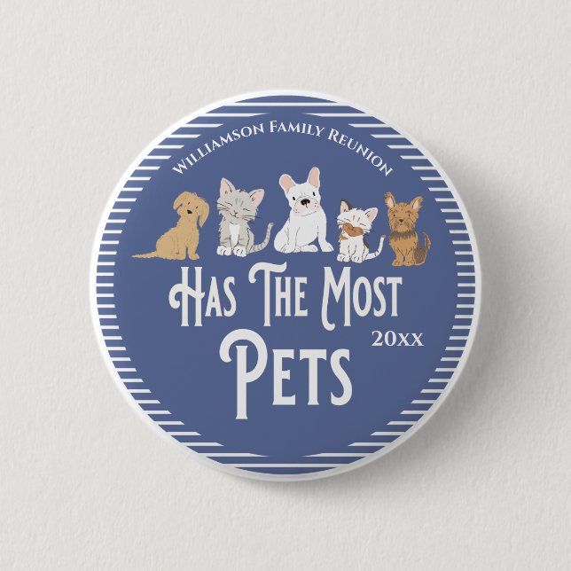 Family Reunion Award Has The Most Pets 6 Cm Round Badge (Front)