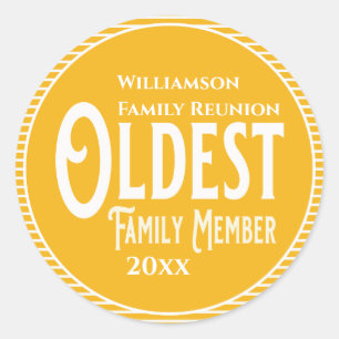 Family Reunion Award Oldest Family Member Classic Round Sticker