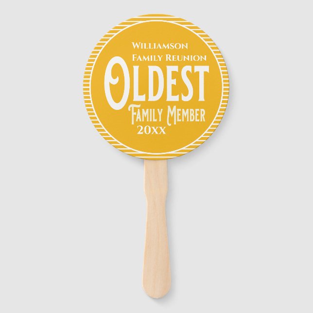 Family Reunion Award Oldest Family Member Hand Fan (Front)
