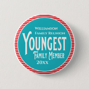 Family Reunion Award Youngest Family Member 6 Cm Round Badge