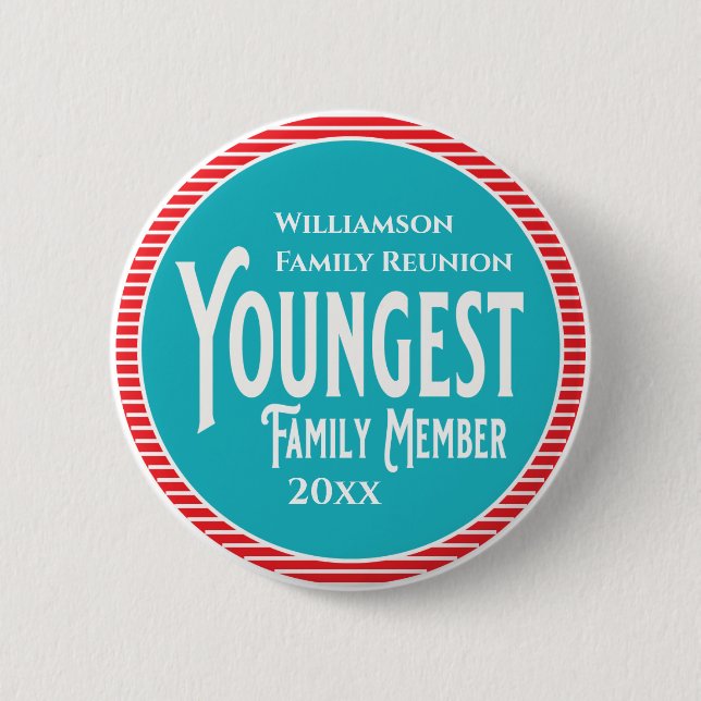 Family Reunion Award Youngest Family Member 6 Cm Round Badge (Front)