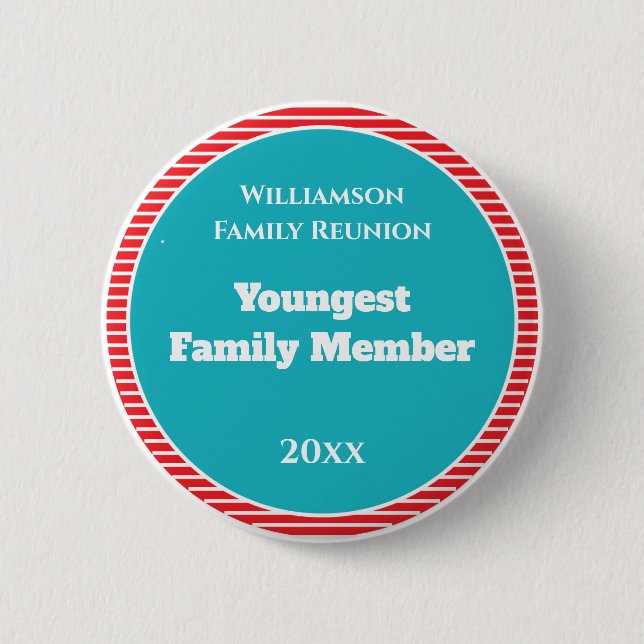 Family Reunion Award Youngest Family Member 6 Cm Round Badge (Front)