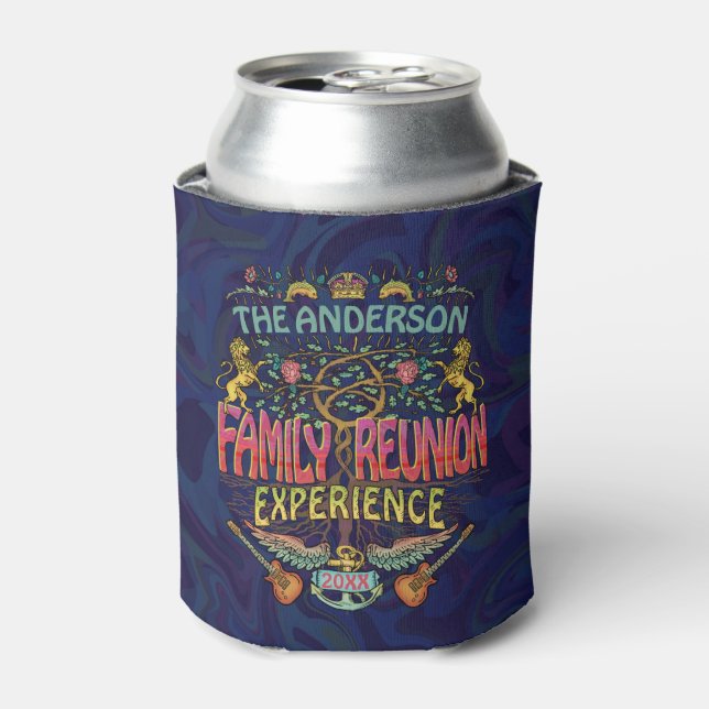 Family Reunion Band Retro 70s Concert Logo Custom Can Cooler (Can Front)