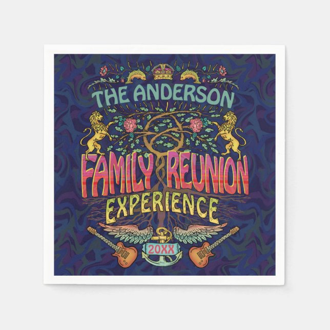 Family Reunion Band Retro 70s Concert Logo Custom Napkin (Front)