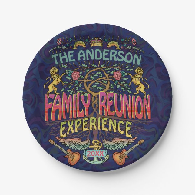 Family Reunion Band Retro 70s Concert Logo Custom Paper Plate (Front)