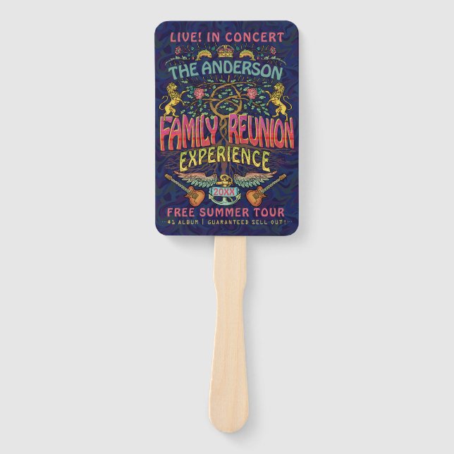 Family Reunion Band Retro 70s Concert Logo Name Hand Fan (Front)