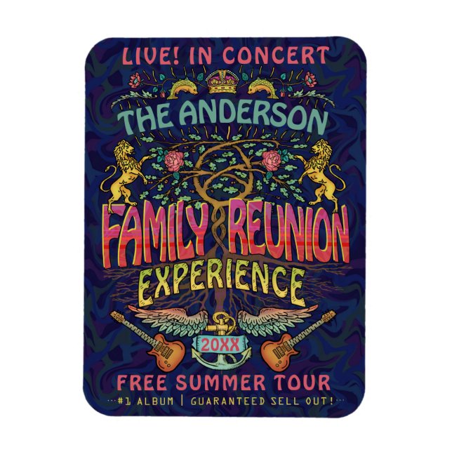 Family Reunion Band Retro 70s Concert Logo Name Magnet (Vertical)