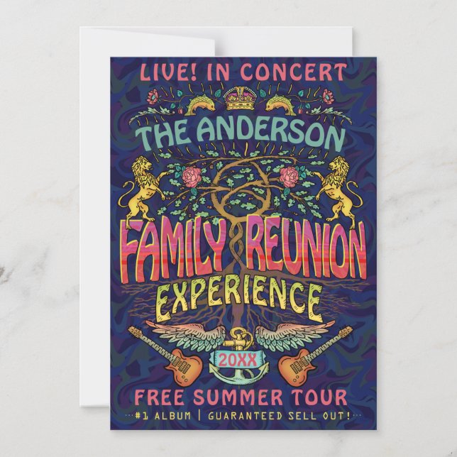 Family Reunion Band Retro 70s Concert Logo Name Magnetic Invitation (Front)
