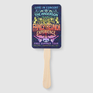 Family Reunion Band Retro 70s Concert Logo Neon Hand Fan