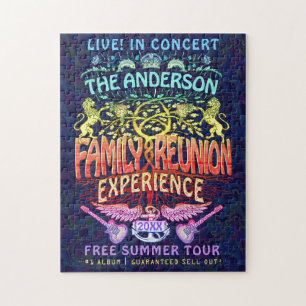 Family Reunion Band Retro 70s Concert Logo Neon Jigsaw Puzzle
