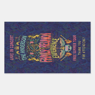 Family Reunion Band Retro 70s Concert Thank You Rectangular Sticker