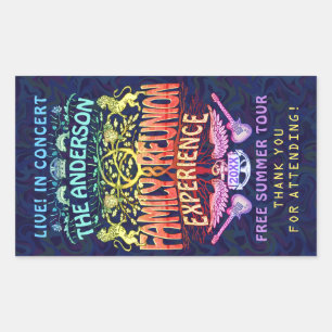 Family Reunion Band Retro 70s Concert Thank You v2 Rectangular Sticker